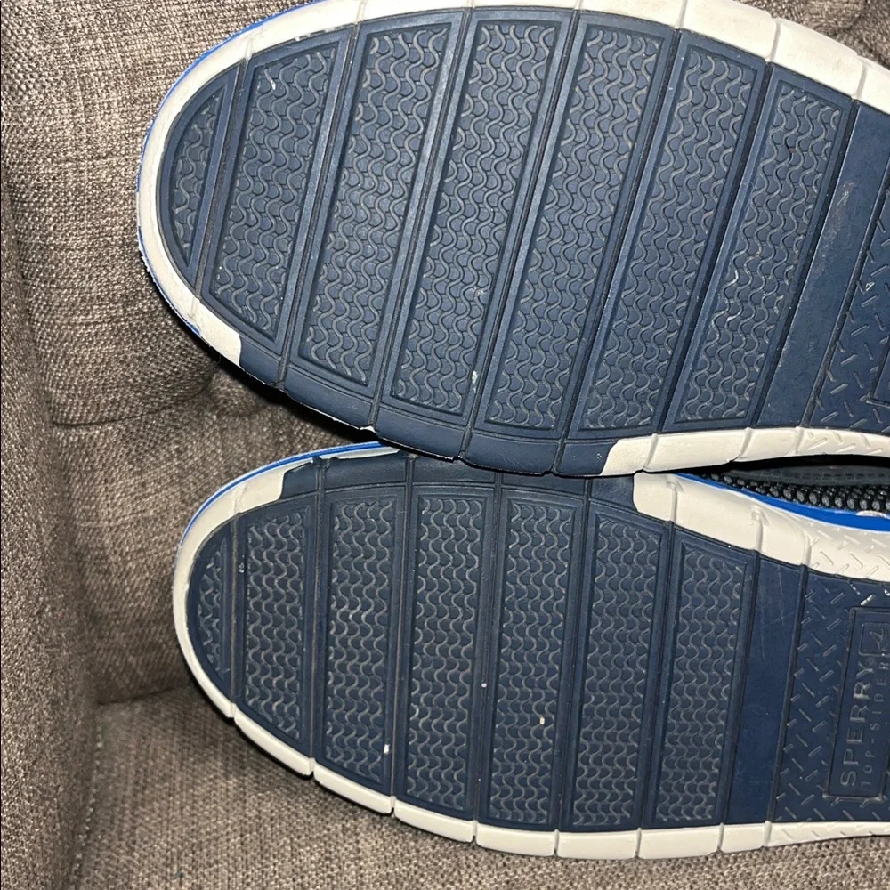 Sperry Top-Sider Charcoal Boat Shoes leather with Blue Trim men's 10